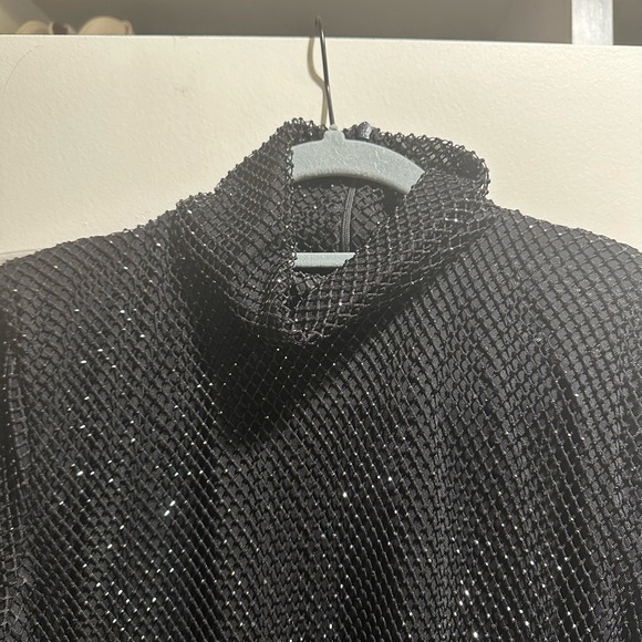 Heiress Beverly Hills Black Crystal Embellished Mesh Turtleneck Mini Dress - Picture 3 of 8